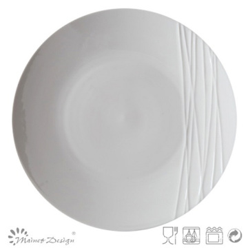 Simply Design White Porcelain Embossed Dinner Plate